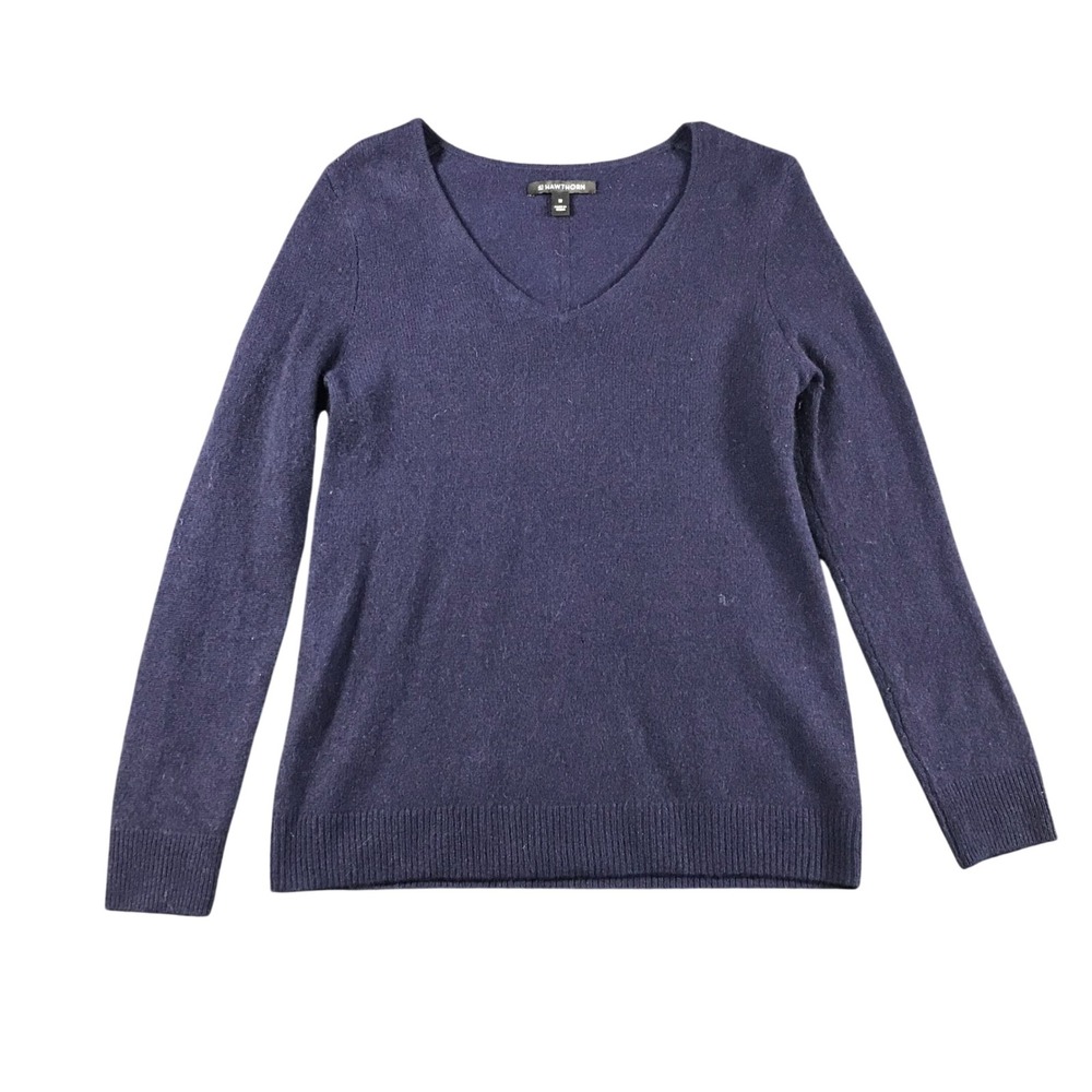 41 Hawthorn Womens Navy Blue V-Neck Long Sleeve Knit Pullover Sweater Size XS